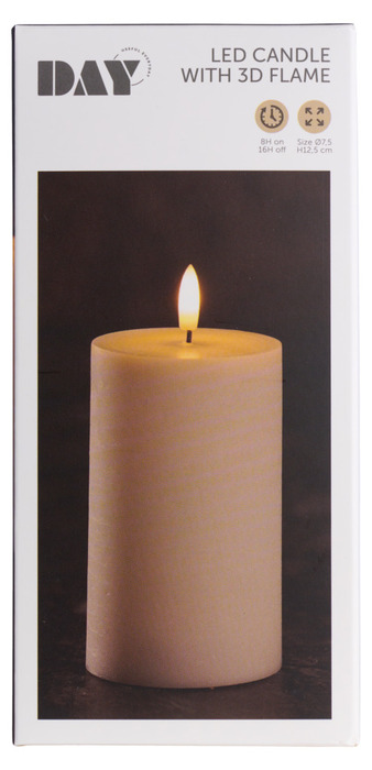 Kubbelys med 3D LED-flamme H12,5 cm